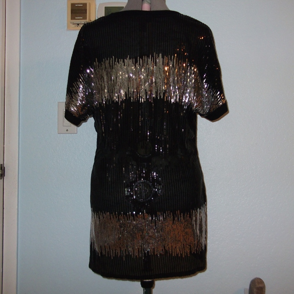 INC Size XL Silver Black Sequin Dress Tunic Top - Picture 7 of 8